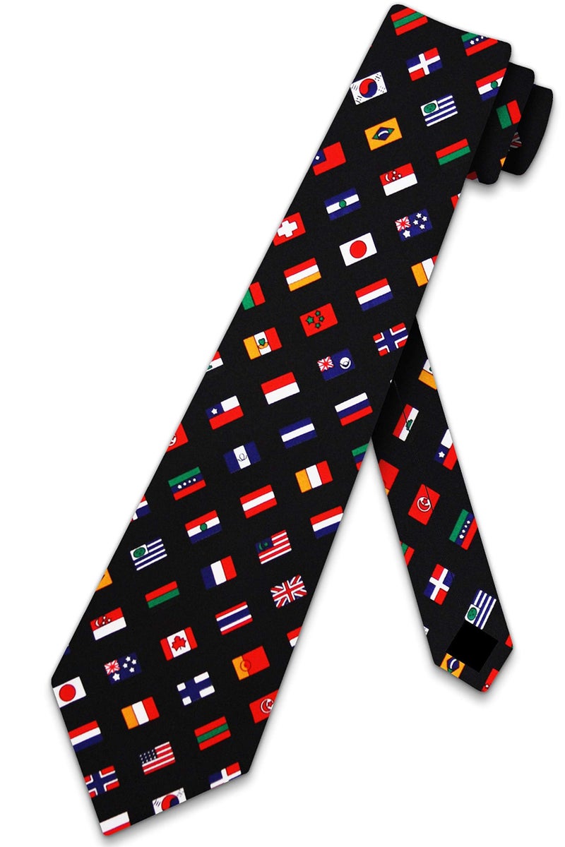Three Rooker International Flags Tie World Flags Dark Navy Blue - Image 1